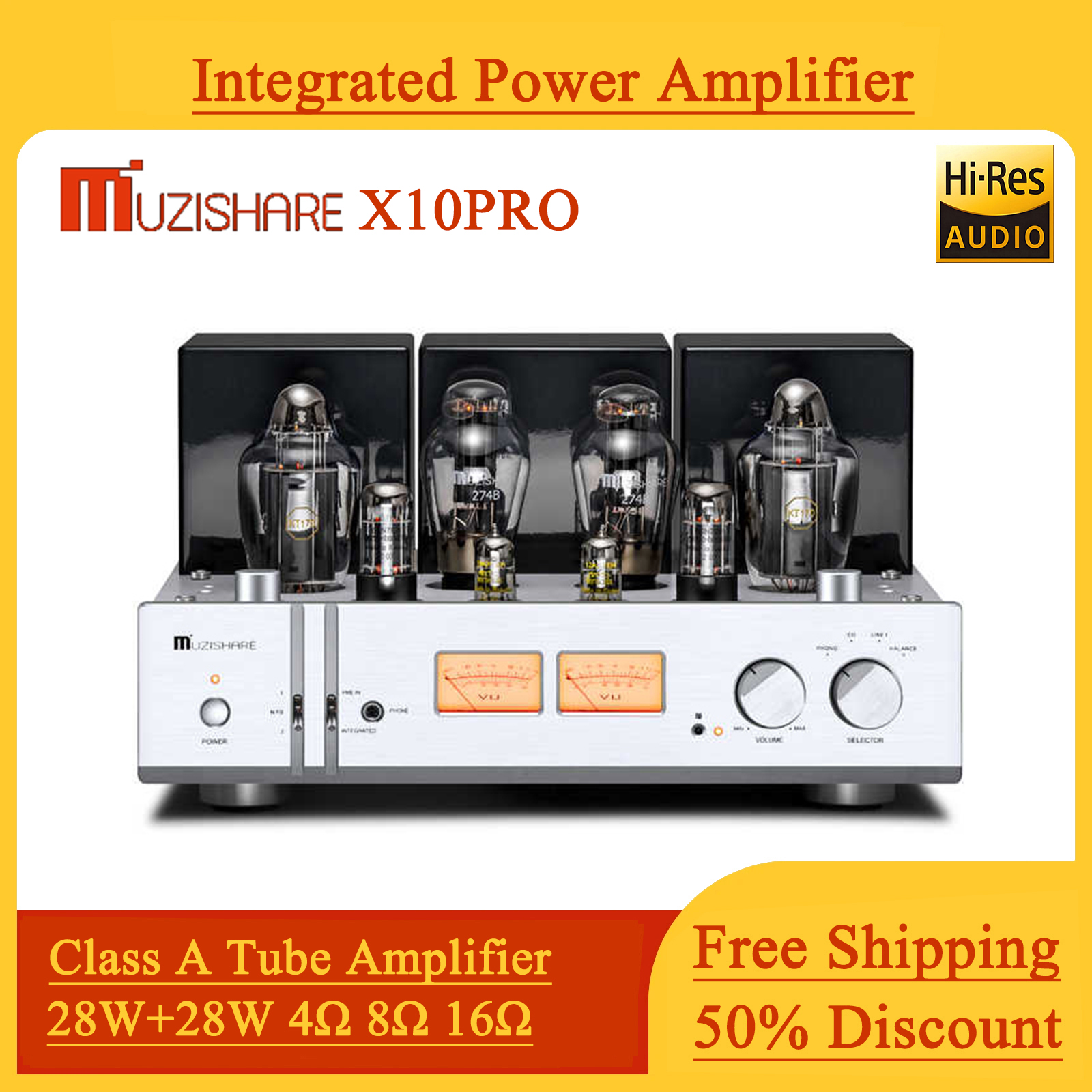 MUZISHARE X10PRO Single-ended 28W*2 Class A Tube Amplifier KT170 Tube Balanced Output with Remote Control