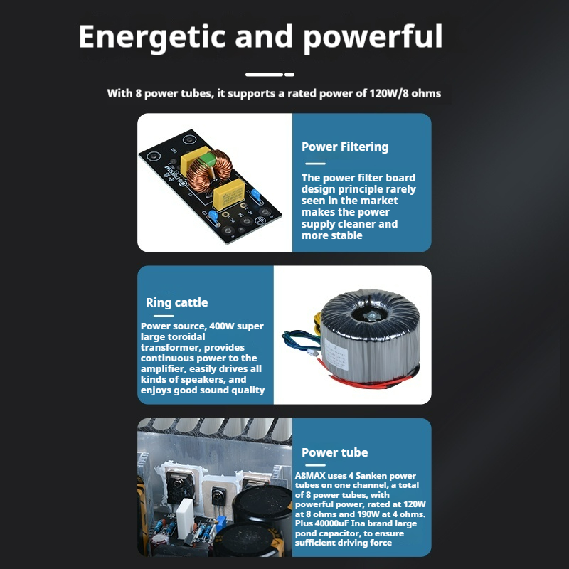 SUQIYA A8Max Combined 190W High Power Amplifier HiFi Fever Bluetooth Amplifier with Pure Post-stage - Image 3