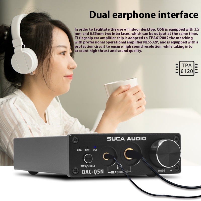 SUCA AUDIO DAC-Q5N Hifi Lossless Digital Decoder DAC Headphone Amplifier All-in-one 9018 Optical Fiber Coaxial USB Sound Card - Image 2