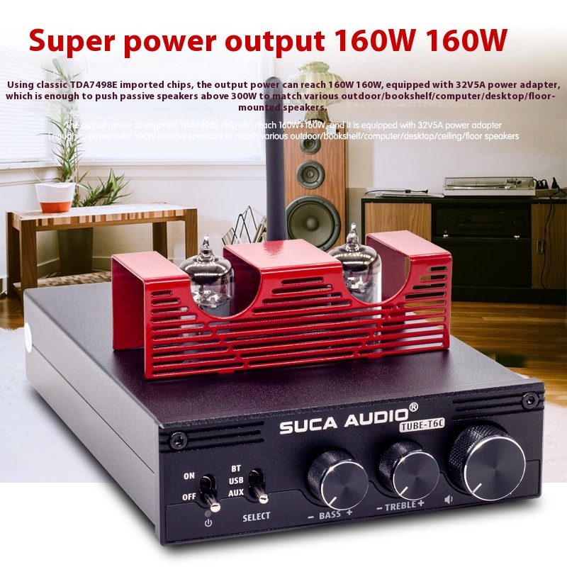 SUCA AUDIO Fever Bluetooth 5.0 Tube Amplifier Power Amplifier 320W Decoding Front Gallbladder Rear Stone Amplifier - Image 3