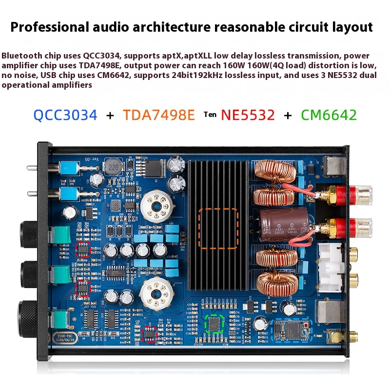 SUCA AUDIO Fever Bluetooth 5.0 Tube Amplifier Power Amplifier 320W Decoding Front Gallbladder Rear Stone Amplifier - Image 4