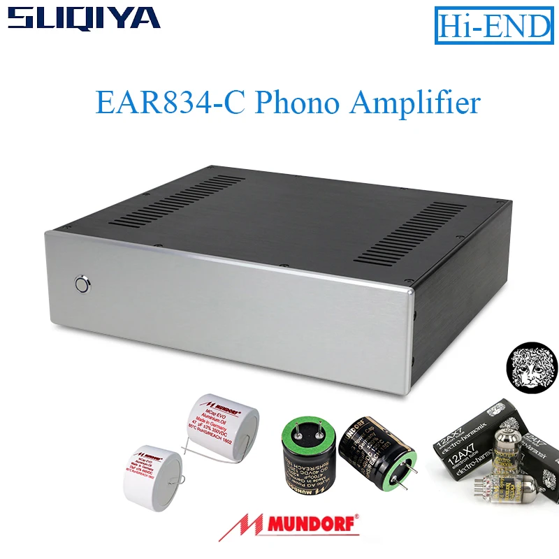 SUQIYA-EAR834C Hi-END RIAA MM (Moving Magnet) Phono Amplifier EH 12AX7 Tube Stereo Amplifier Mundorf Oil Immersion Capacitor