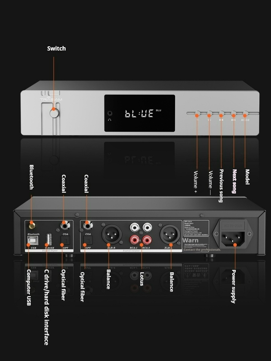 SUQIYA DAC4 Audio Lossless USB Bluetooth Digital Turntable Decoder Player All-in-one Machine - Image 6