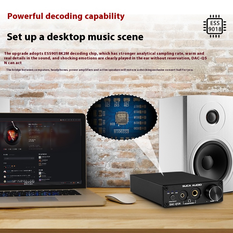 SUCA AUDIO DAC-Q5N Hifi Lossless Digital Decoder DAC Headphone Amplifier All-in-one 9018 Optical Fiber Coaxial USB Sound Card - Image 3